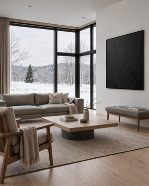 Minimal Expressions No. 1 in a Scandinavian living room with a winter view