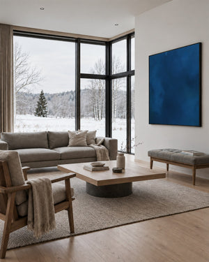 Minimal Expressions No. 11 in a Scandinavian living room with a winter view