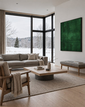 Minimal Expressions No. 12 in a Scandinavian living room with a winter view