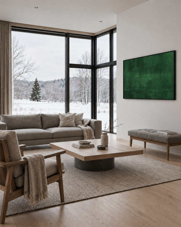 Minimal Expressions No. 17 in a Scandinavian living room with a winter view