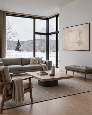 Minimal Expressions No. 19 in a Scandinavian living room with a winter view