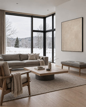 Minimal Expressions No. 4 in a Scandinavian living room with a winter view