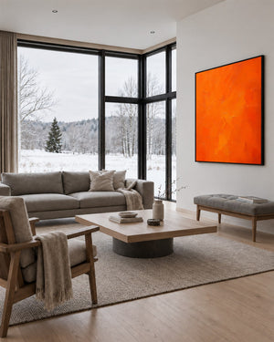 Minimal Expressions No. 5 in a Scandinavian living room with a winter view